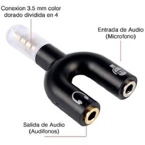 Divisor De Audio Estereo 3 5 Mm Para Microfono Y Audifonos Color Negro