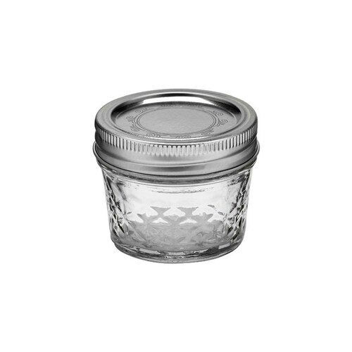 12 Frasco Vidrio Tapa Mason Jar Quilted Boca Regular Transparente 4oz/113ml Ball