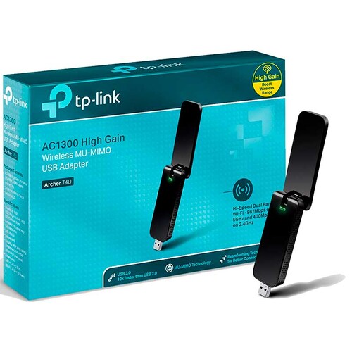 Adaptador Inalambrico USB TP-LINK ARCHER T4U Dual Band 802.11ac 1300Mbps 
