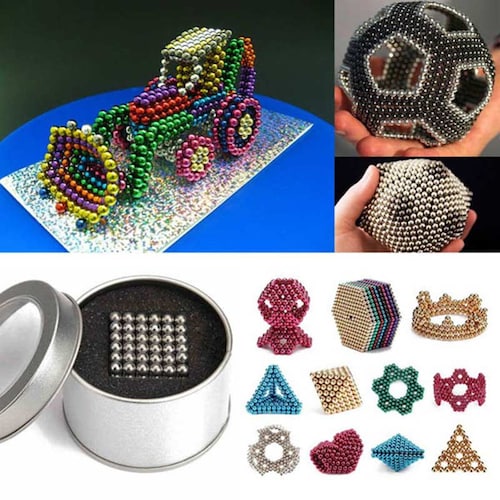 5 mm 125 PIEZAS 5 colores bolas magnéticas imanes oficina juguetes  escultura magnética regalo para Adepaton Figuras Decorativas y Floreros