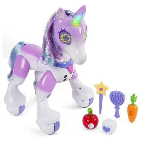 Juguete Zoomer Robot Unicornio Encantado Interactivo Con Luz