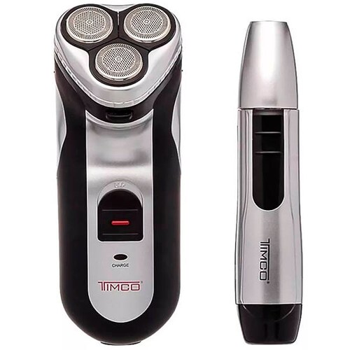 Rasuradora eléctrica Timco recargable  con 3 cabezas flotantes color plateado modelo BSK-9000.