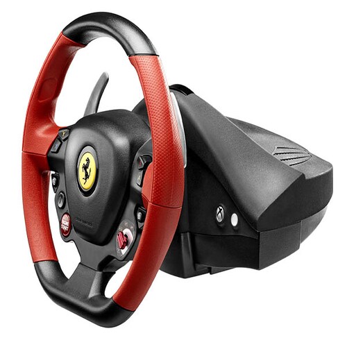 Volante Para Videojuegos Negro Con Rojo Modelo Ferrari 458 Spider Marca THRUSTMASTER 