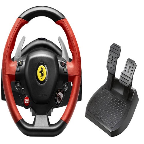 Volante Para Videojuegos Negro Con Rojo Modelo Ferrari 458 Spider Marca THRUSTMASTER 