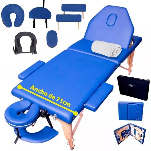 Cama De Masaje Portatil Camilla Spa Reclinable Estuche Profesional Mesa Azul Fisioterapia Tatuajes Nanofort