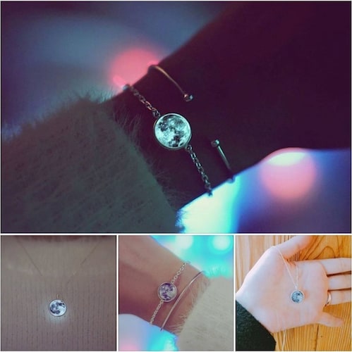 Collar Moonlight Luna Llena Brilla Obscuridad Color Azul 