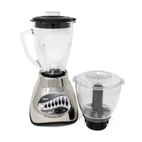 Licuadora 16 Velocidades Vaso Vidrio + Procesador Plus Plata Oster 6878