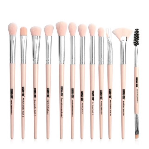 Maquillaje Kit De 12 Brochas Profesionales Rosas, Mangee 