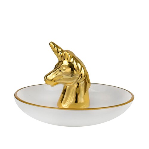 Regalo infantil Plato Unicornio Dorado. Porcelana Personalizada