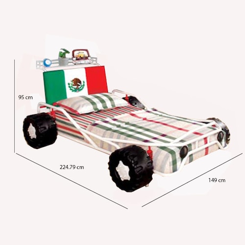 Cama con diseño de auto de carreras para niños - CM7765MX.