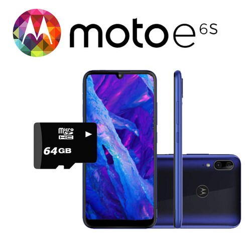 Celular Motorola Moto E6S 32GB Dual Sim Cámara Dual + Micro SD 64 - Azul