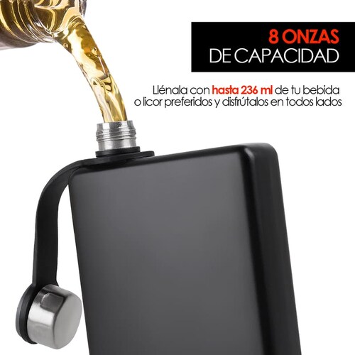 Licorera Y Ánfora de Bolsillo de 8 Onzas (236 Ml) Redlemon.