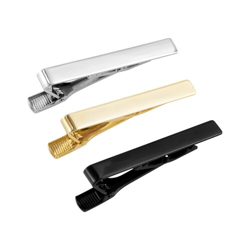 Set Pisacorbatas 5.4 CM 3-Pack Dorado, Plata, Negro en Empaque de Lujo By Puentes Denver