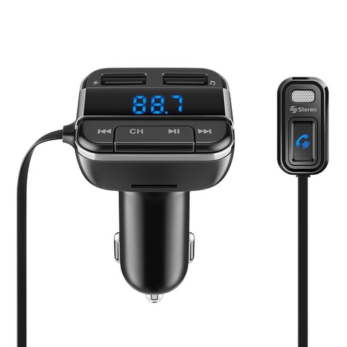 Transmisor FM Bluetooth con noise cancelling, cargador USB y reproductor MP3 