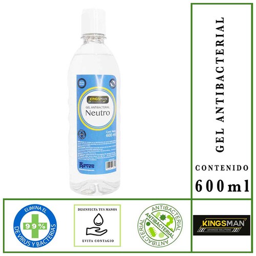 Gel Antibacterial para Manos 600 ml 70% Alcohol Kingsman 