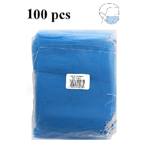 Cubreboca azul  doble capa  100 pcs