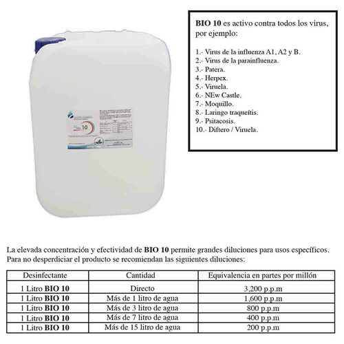 Desinfectante Limpiador Remplazo Gel Antibacterial 5L Bio 10