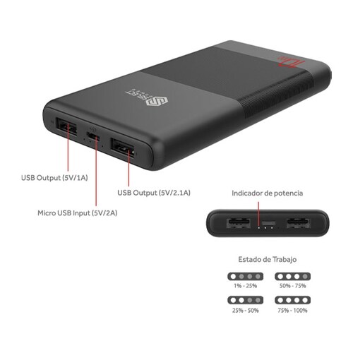 Power Bank Negra De 10,000 Mah Select Power PB10