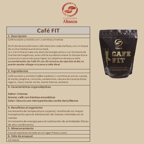 CAFE FIT  QUEMADOR DE GRASA CON L-CARNITINA