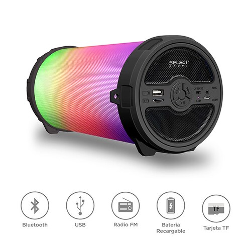 Bocina con Luces LED Select Sound BT229 con Bluetooth, Radio Fm