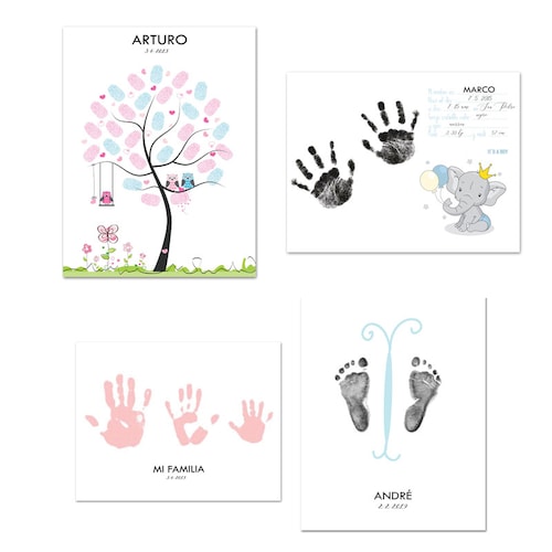 2D IMPRESIONES MÁGICAS Set de regalo bebé para hacer impresiones de manos o pies sin usar colores (baby boy)