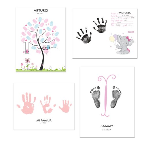2D IMPRESIONES MÁGICAS Set de regalo bebé para hacer impresiones de manos o pies sin usar colores (baby girl)