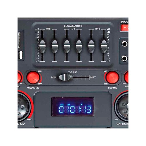 Sistema de Audio Doble X-Bass con Woofer, Bluetooth y Entradas USB y SD, 2x9700W - Kaiser KAS-7412SL