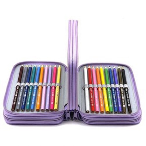 Lapicera Con Divisiones Cartucheras Organizador Estuche Para Lapices Juveniles Utiles Escolares Color Lila