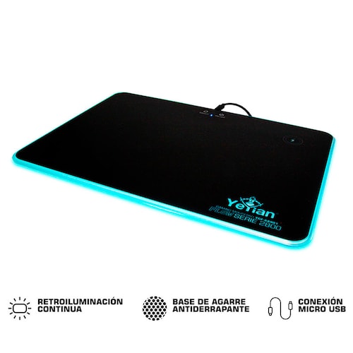 Mouse pad gaming Yeyian Rig Flow 2800 c/cargador inalambrico, 35X26cm, Luz RGB (YGF-68901)