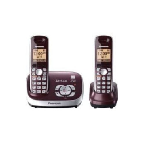 Panasonic KX-TG6572R DECT 6.0 Cordless Phone with Answering System, Wine Red, 2 Handsets
