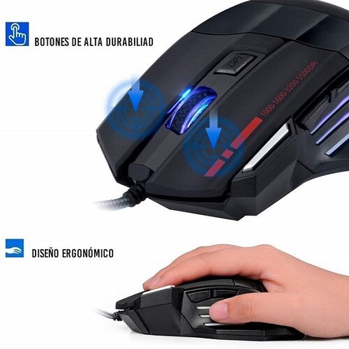 Mouse Dragon Gamer Gaming Ergonomico 7d 5500 Dpi Fortnite
