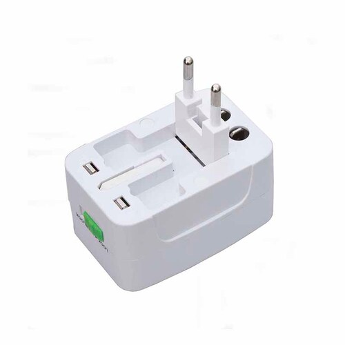 Mitzu® Adaptador universal de contactos para viaje, blanco