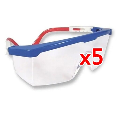 5 Lentes Goggles Gafas De Seguridad Protectores Ajustables