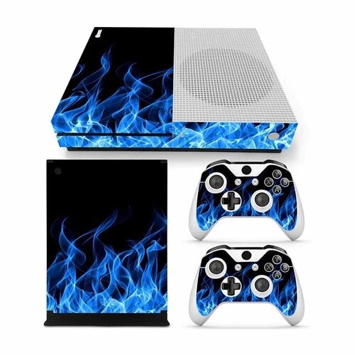 Xbox One S Skin Pegatina Estampas (Fuego azul)