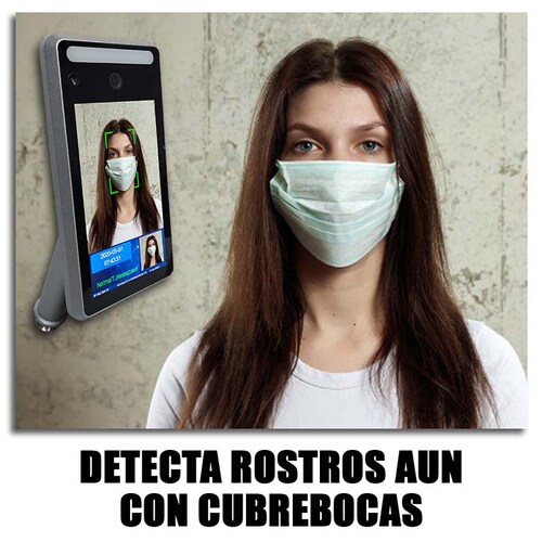 Control acceso facial biometrico con termometro temperatura