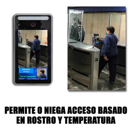 Control acceso facial biometrico con termometro temperatura