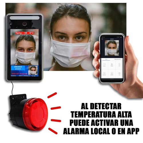 Control acceso facial biometrico con termometro temperatura