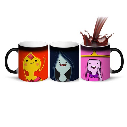 SET 3 TAZAS MAGICAS 11 oz DISEÑO PRINCESAS HORA DE AVENTURA BMO HEROE SHOP