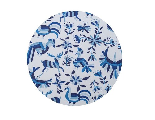 Kit 4 Piezas Mantel Individual Redondo De Plástico Resistente Pvc 39 Cm Billu Mexicano Azul.