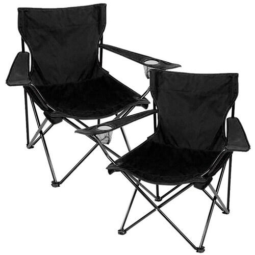 Set 2 Sillas Plegables Playa Jardin Camping Pesca Negro