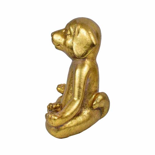 Figura de Perro en Pose de Flor de Loto en Color Cobre Hecho de Poliresina DMA-1002