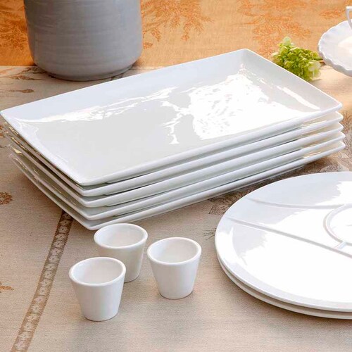 PlatÃ³n de Servicio Rectangular en Procelana Bone China T030410