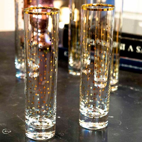 Copa Tipo Flauta De Cristal Gold Points 270ml T040601D