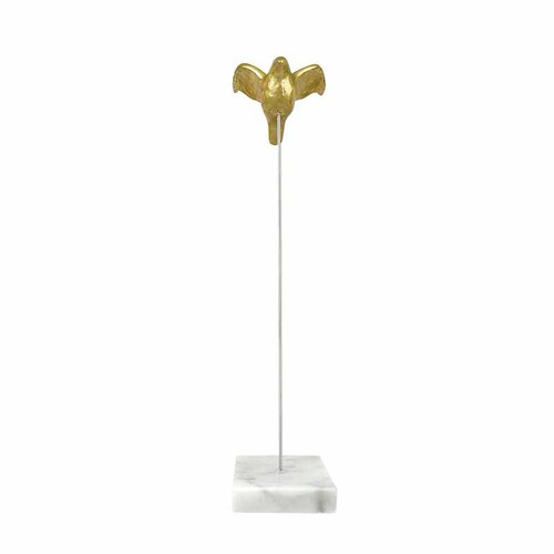 Figura de Ave Dorada de Poliresina con base de mÃ¡rmol mediana DMA-1050MD