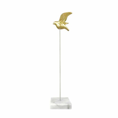 Figura de Ave Dorada de Poliresina con base de mÃ¡rmol mediana DMA-1050MD