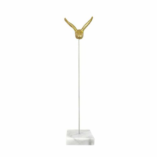 Figura de Ave Dorada de Poliresina con base de mÃ¡rmol mediana DMA-1050MD