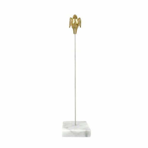 Figura de Ave Dorada de Poliresina con base de mÃ¡rmol chica DMA-1050SM