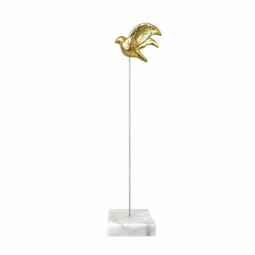 Figura de Ave Dorada de Poliresina con base de mÃ¡rmol chica DMA-1050SM