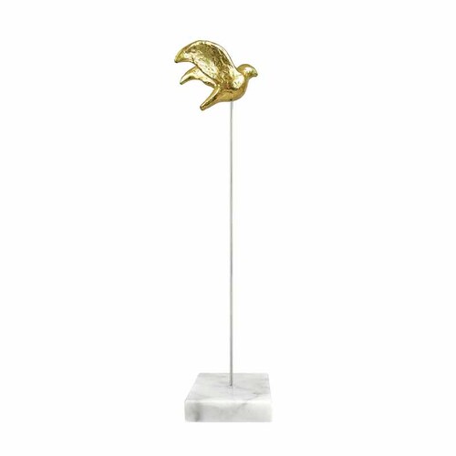 Figura de Ave Dorada de Poliresina con base de mÃ¡rmol chica DMA-1050SM
