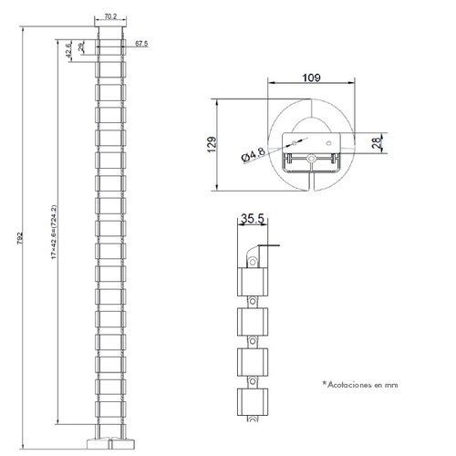 ORGANIZADOR DE CABLES VERTICAL PARA ESCRITORIO THORSMAN 9500-00001